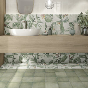 Azulejos Para Baño Verd Decor Spring Leaves Bottega 20X20 Mainzu