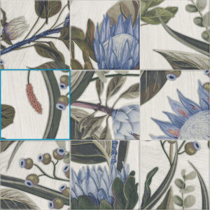 Composicion Decor Blue Leaves 20X20 Mainzu