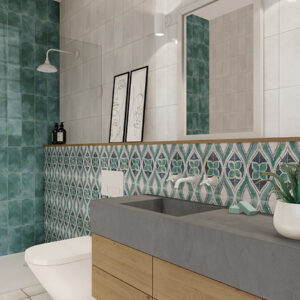 azulejos de baño Riviera Tolon Turqouise Blanc Mainzu