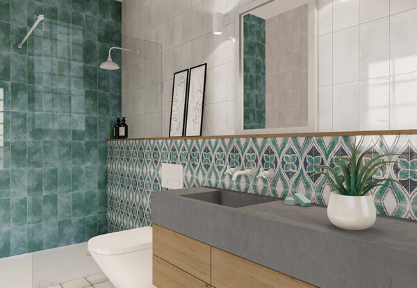 azulejos de baño Riviera Tolon Turqouise Blanc Mainzu