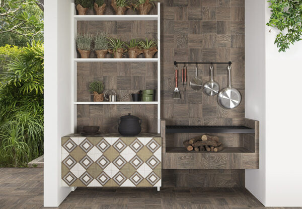 azulejos tipo metro Noce Gubbio Patchwood Mix Optym Mainzu