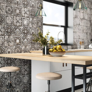 azulejos para cocina Black Grey Mystikos Mandala Mainzu