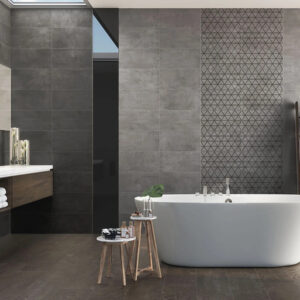 azulejo efecto cemento baño Ateleri Gris + Marengo + Relieve Marengo