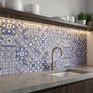 Ambiente con Azulejos Azul 20x50cm