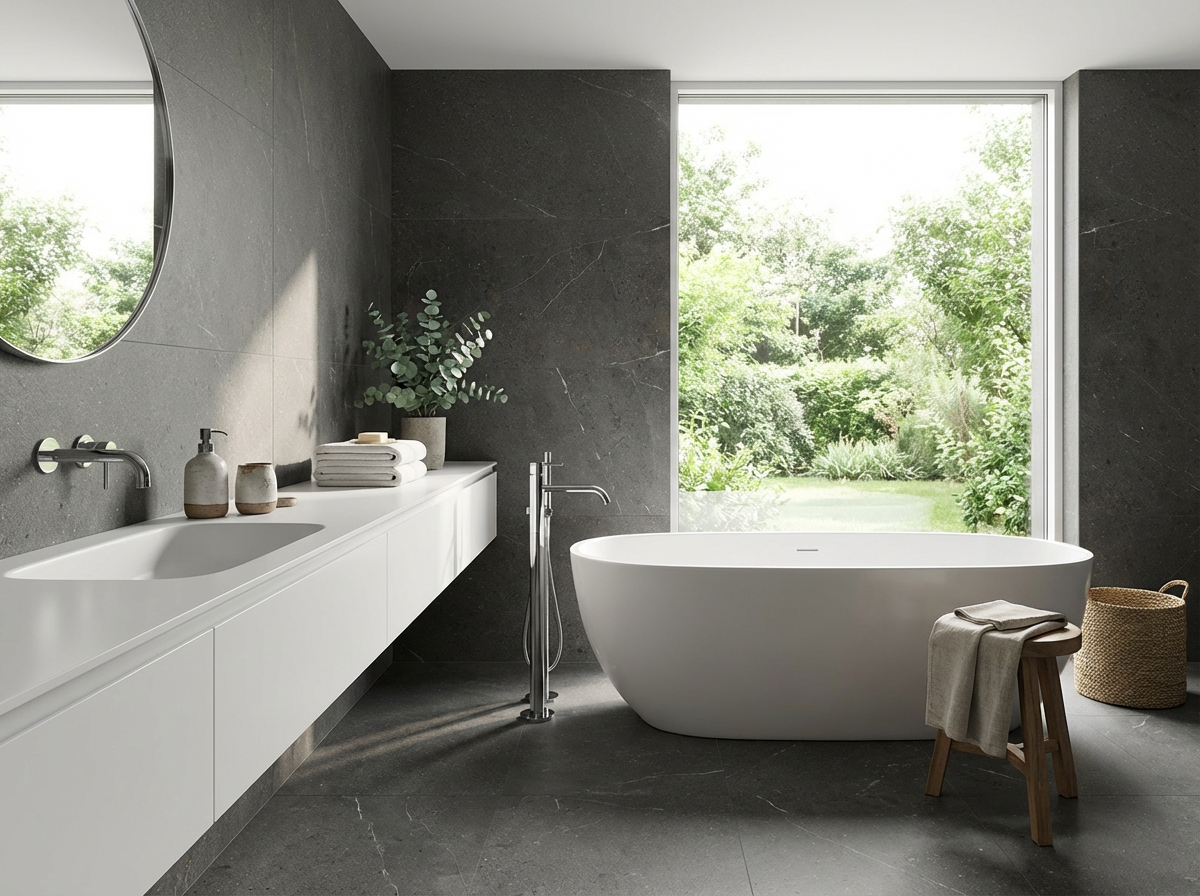 pavimento porcelánico imitación piedra Unika Dark Propuesta 2