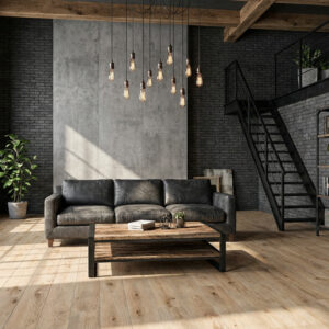 Ambiente industrial-chic con pavimento LORING OAK 20x120