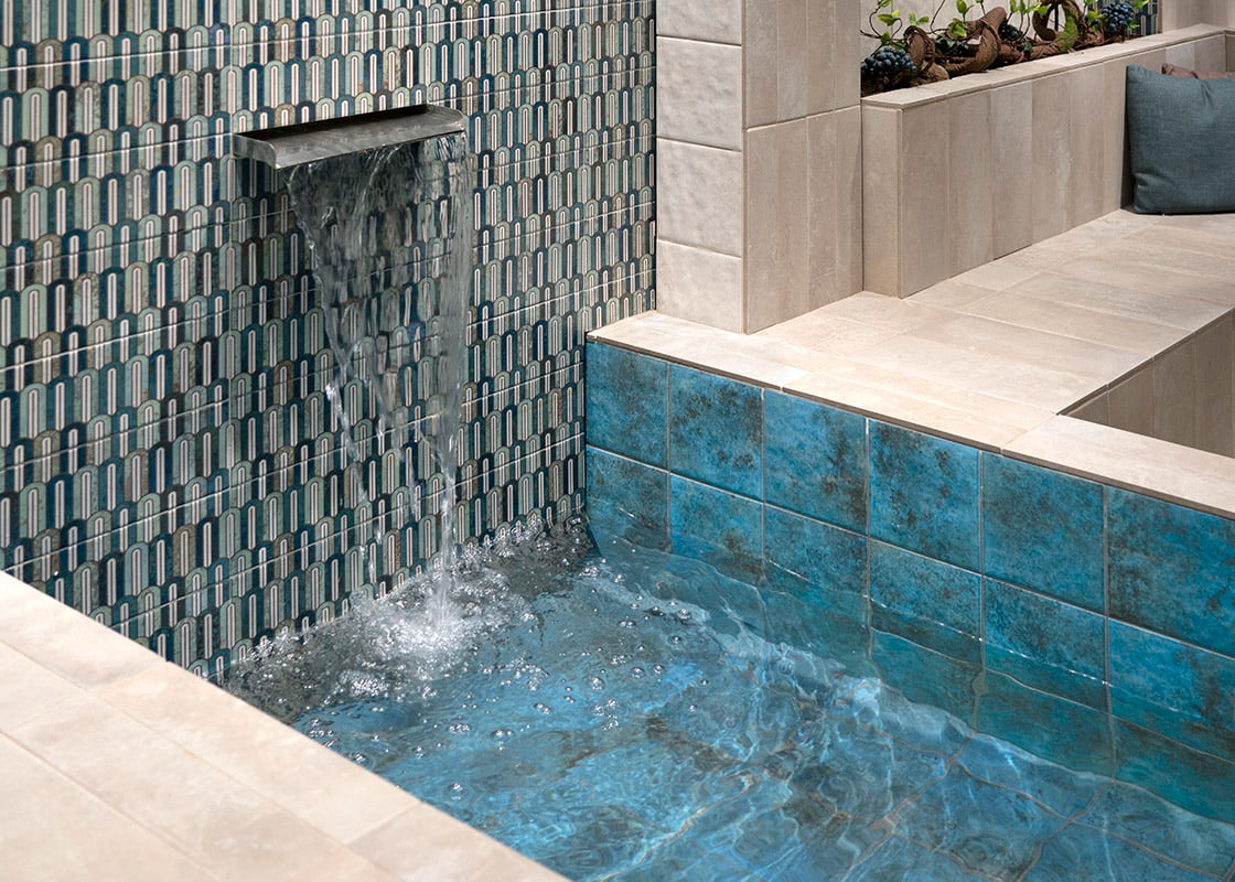 Azulejos para piscina White Blue River Mainzu