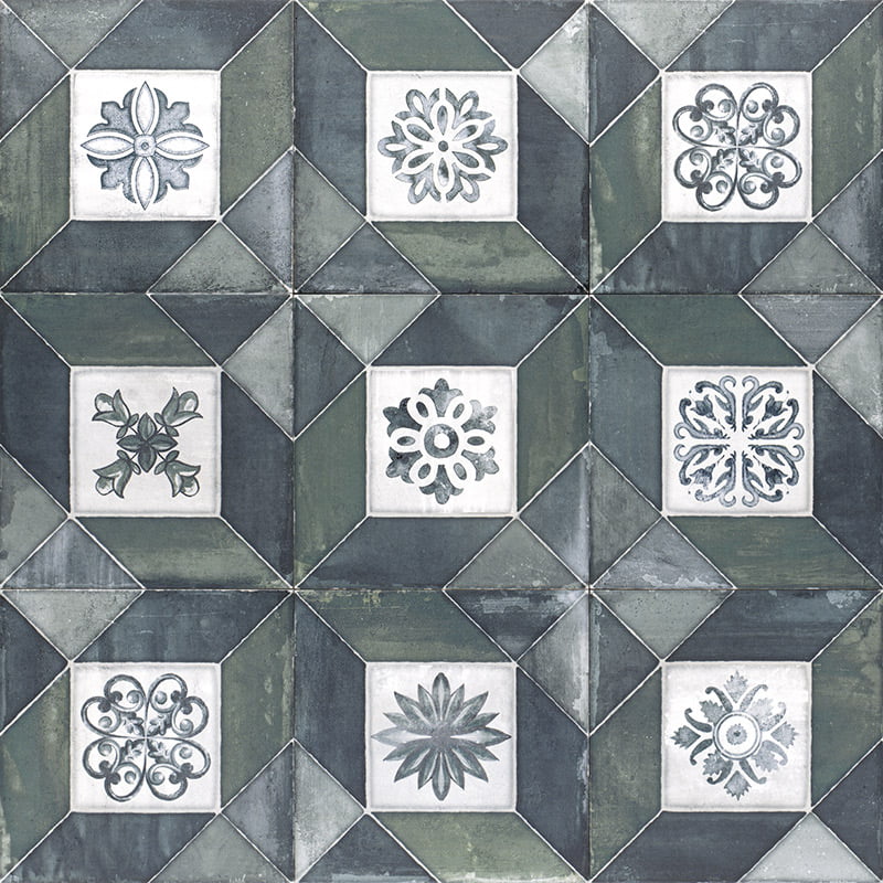 Azulejo Porcelánico Elegance Deco Blu Green 20x20 Mate