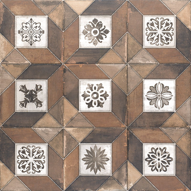 Azulejo Porcelánico Elegance Deco Brown 20x20 Mate