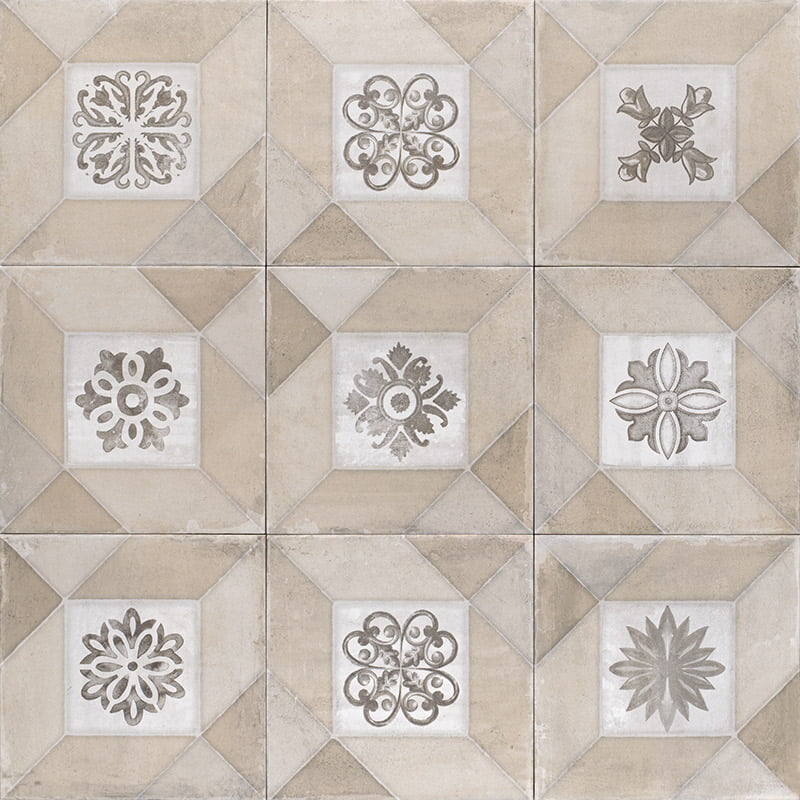 Azulejo Porcelánico Elegance Deco Cream 20x20 Mate